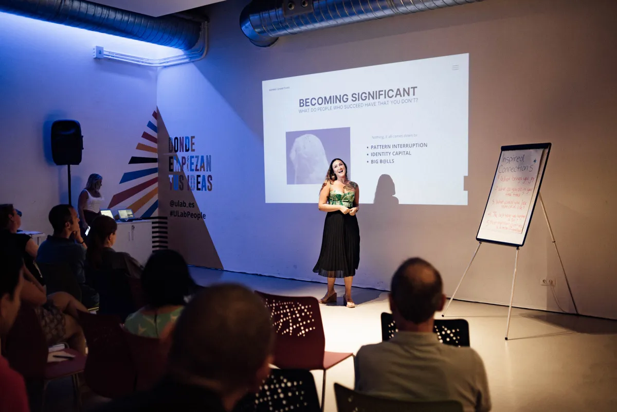 Elsi on stage at an event