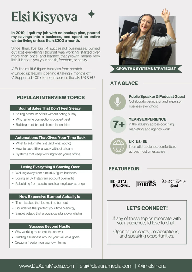 Preview of Elsi Kisyova's press kit